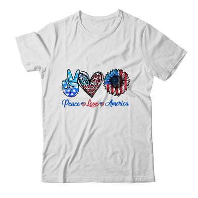 Peace Love America Sunflower Funny 4th Of July Fireworks Shirt & Tank Top | teecentury