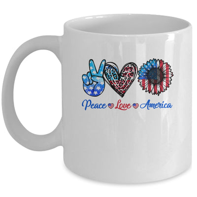 Peace Love America Sunflower Funny 4th Of July Fireworks Mug | teecentury