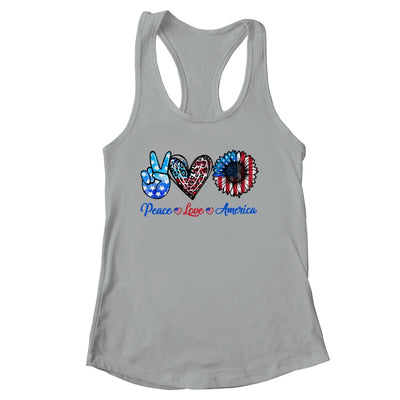 Peace Love America Sunflower Funny 4th Of July Fireworks Shirt & Tank Top | teecentury