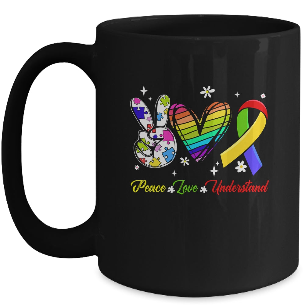 Peace Love Autism Awareness Autism Kids Mom Dad Mug | teecentury