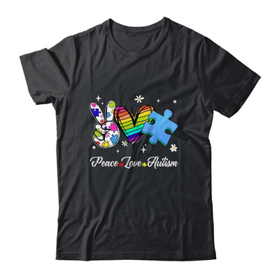 Peace Love Autism Puzzle In April We Wear Blue For Autism Shirt & Hoodie | teecentury