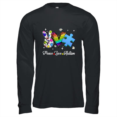 Peace Love Autism Puzzle In April We Wear Blue For Autism Shirt & Hoodie | teecentury
