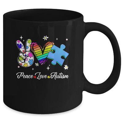 Peace Love Autism Puzzle In April We Wear Blue For Autism Mug | teecentury