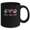 Peace Love Cat Lover American Flag Happy 4th Of July Mug | teecentury