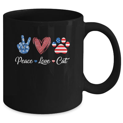 Peace Love Cat Lover American Flag Happy 4th Of July Mug | teecentury