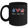 Peace Love Cat Lover American Flag Happy 4th Of July Mug | teecentury