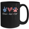 Peace Love Cat Lover American Flag Happy 4th Of July Mug | teecentury