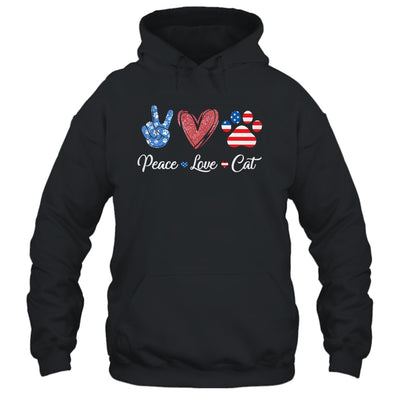 Peace Love Cat Lover American Flag Happy 4th Of July Shirt & Tank Top | teecentury