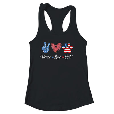 Peace Love Cat Lover American Flag Happy 4th Of July Shirt & Tank Top | teecentury