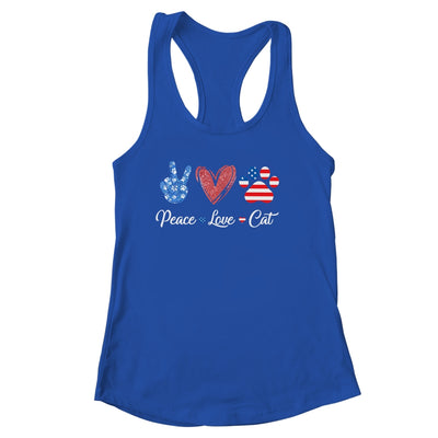 Peace Love Cat Lover American Flag Happy 4th Of July Shirt & Tank Top | teecentury