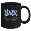 Peace Love Cure Blue Ribbon Diabetes Awareness Mug | teecentury