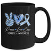 Peace Love Cure Blue Ribbon Diabetes Awareness Mug | teecentury