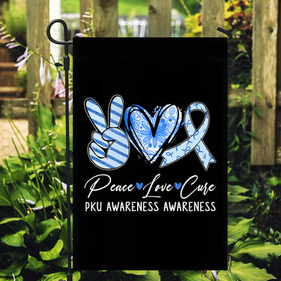 Peace Love Cure Blue Ribbon PKU Awareness Flag | teecentury