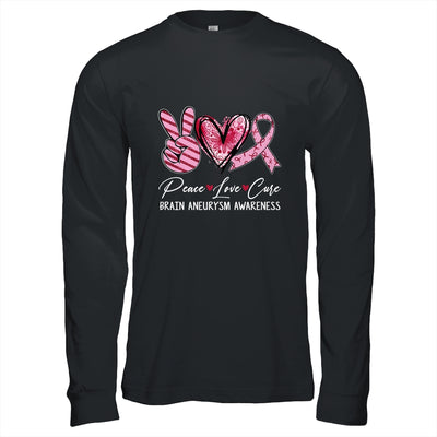 Peace Love Cure Burgundy Ribbon Brain Aneurysm Awareness Shirt & Hoodie | teecentury