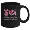 Peace Love Cure Burgundy Ribbon Brain Aneurysm Awareness Mug | teecentury