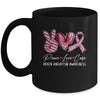 Peace Love Cure Burgundy Ribbon Brain Aneurysm Awareness Mug | teecentury