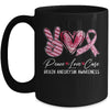 Peace Love Cure Burgundy Ribbon Brain Aneurysm Awareness Mug | teecentury