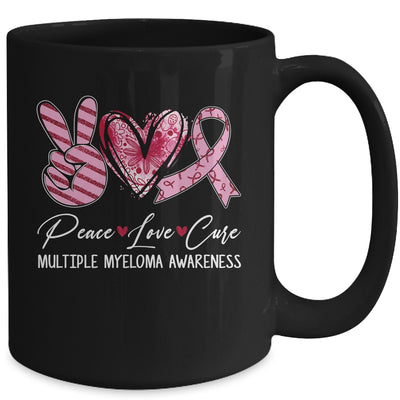 Peace Love Cure Burgundy Ribbon Multiple Myeloma Awareness Mug | teecentury