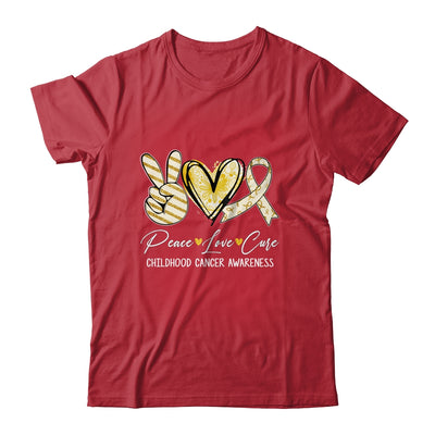 Peace Love Cure Gold Ribbon Childhood Cancer Awareness Shirt & Hoodie | teecentury