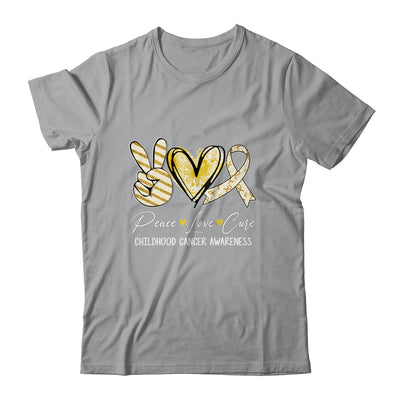 Peace Love Cure Gold Ribbon Childhood Cancer Awareness Shirt & Hoodie | teecentury