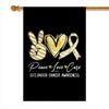 Peace Love Cure Gold Ribbon Childhood Cancer Awareness Flag | teecentury