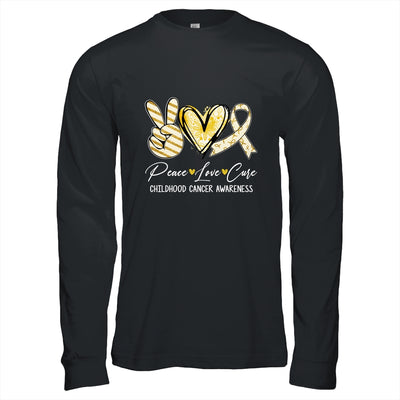 Peace Love Cure Gold Ribbon Childhood Cancer Awareness Shirt & Hoodie | teecentury