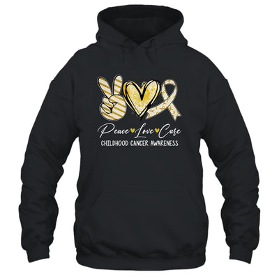 Peace Love Cure Gold Ribbon Childhood Cancer Awareness Shirt & Hoodie | teecentury