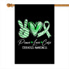 Peace Love Cure Green Ribbon Cirrhosis Awareness Flag | teecentury