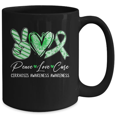 Peace Love Cure Green Ribbon Cirrhosis Awareness Mug Awareness Mug | teecentury