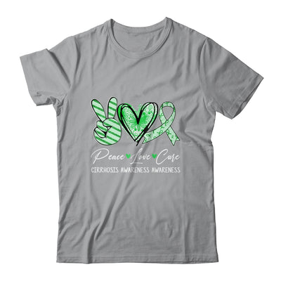 Peace Love Cure Green Ribbon Cirrhosis Awareness Shirt & Hoodie Awareness Shirt & Hoodie | teecentury