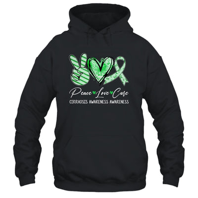 Peace Love Cure Green Ribbon Cirrhosis Awareness Shirt & Hoodie Awareness Shirt & Hoodie | teecentury