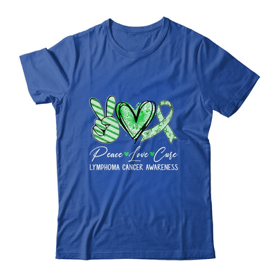 Peace Love Cure Green Ribbon Lymphoma Cancer Awareness Shirt & Hoodie | teecentury