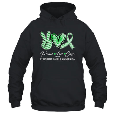 Peace Love Cure Green Ribbon Lymphoma Cancer Awareness Shirt & Hoodie | teecentury