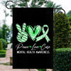 Peace Love Cure Green Ribbon Mental Health Awareness Flag | teecentury