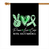 Peace Love Cure Green Ribbon Mental Health Awareness Flag | teecentury