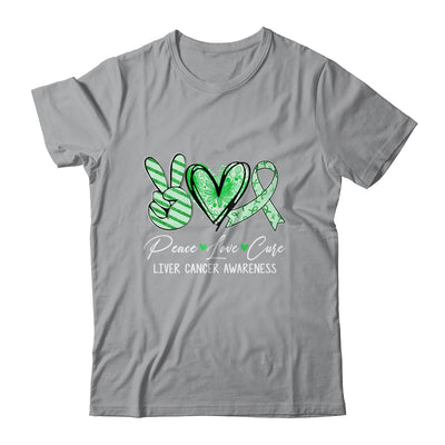 Peace Love Cure Green Ribbon liver Cancer Awareness Shirt & Hoodie | teecentury