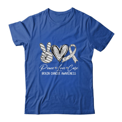 Peace Love Cure Grey Ribbon Brain Cancer Awareness Shirt & Hoodie | teecentury