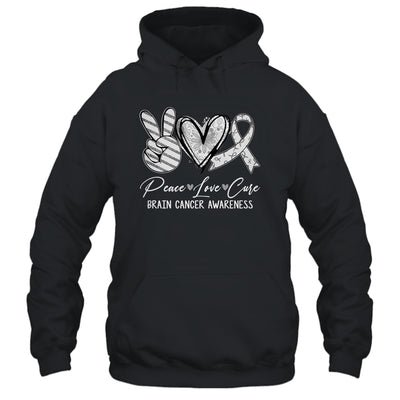 Peace Love Cure Grey Ribbon Brain Cancer Awareness Shirt & Hoodie | teecentury