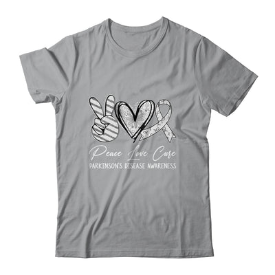 Peace Love Cure Grey Ribbon Parkinson's Disease Awareness Shirt & Hoodie | teecentury