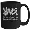 Peace Love Cure Grey Ribbon Parkinson's Disease Awareness Mug | teecentury