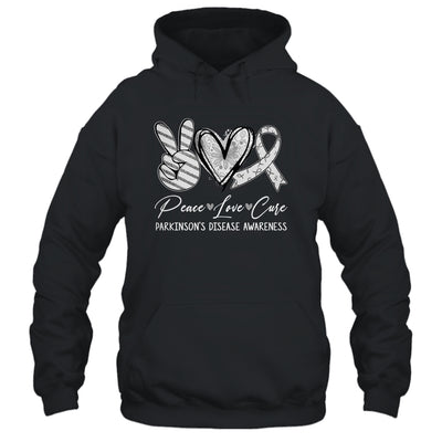 Peace Love Cure Grey Ribbon Parkinson's Disease Awareness Shirt & Hoodie | teecentury