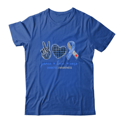 Peace Love Cure Leopard Blue Plaid Diabetes Awareness T-Shirt & Hoodie | Teecentury.com