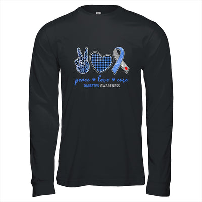 Peace Love Cure Leopard Blue Plaid Diabetes Awareness T-Shirt & Hoodie | Teecentury.com