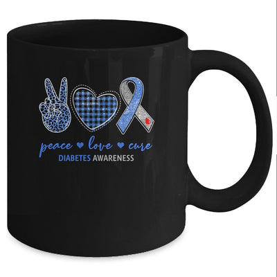 Peace Love Cure Leopard Blue Plaid Diabetes Awareness Mug Coffee Mug | Teecentury.com