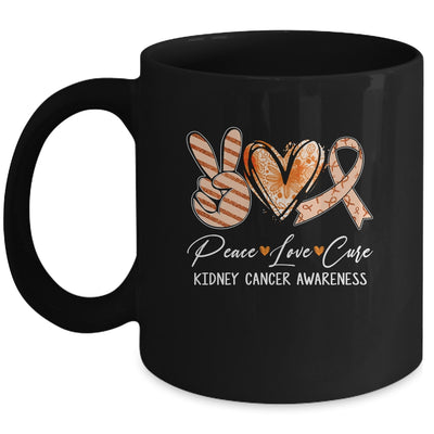 Peace Love Cure Orange Ribbon Kidney Cancer Awareness Mug | teecentury