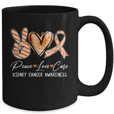 Peace Love Cure Orange Ribbon Kidney Cancer Awareness Mug | teecentury