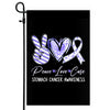 Peace Love Cure Periwinkle Ribbon Stomach Cancer Awareness Flag | teecentury