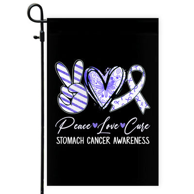 Peace Love Cure Periwinkle Ribbon Stomach Cancer Awareness Flag | teecentury