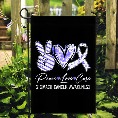 Peace Love Cure Periwinkle Ribbon Stomach Cancer Awareness Flag | teecentury