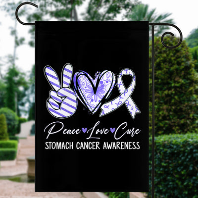 Peace Love Cure Periwinkle Ribbon Stomach Cancer Awareness Flag | teecentury